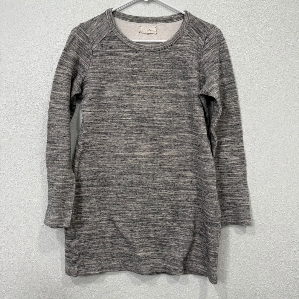 Lou & Grey Heathered Grey Long Sleeve Crew Neck Tunic Size M